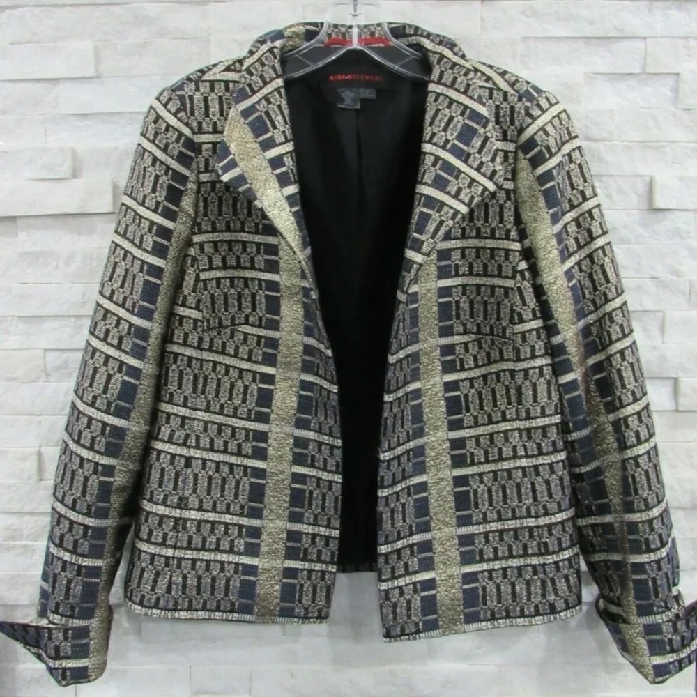 Nina McLemore Blue and Gold Metallic Jacket